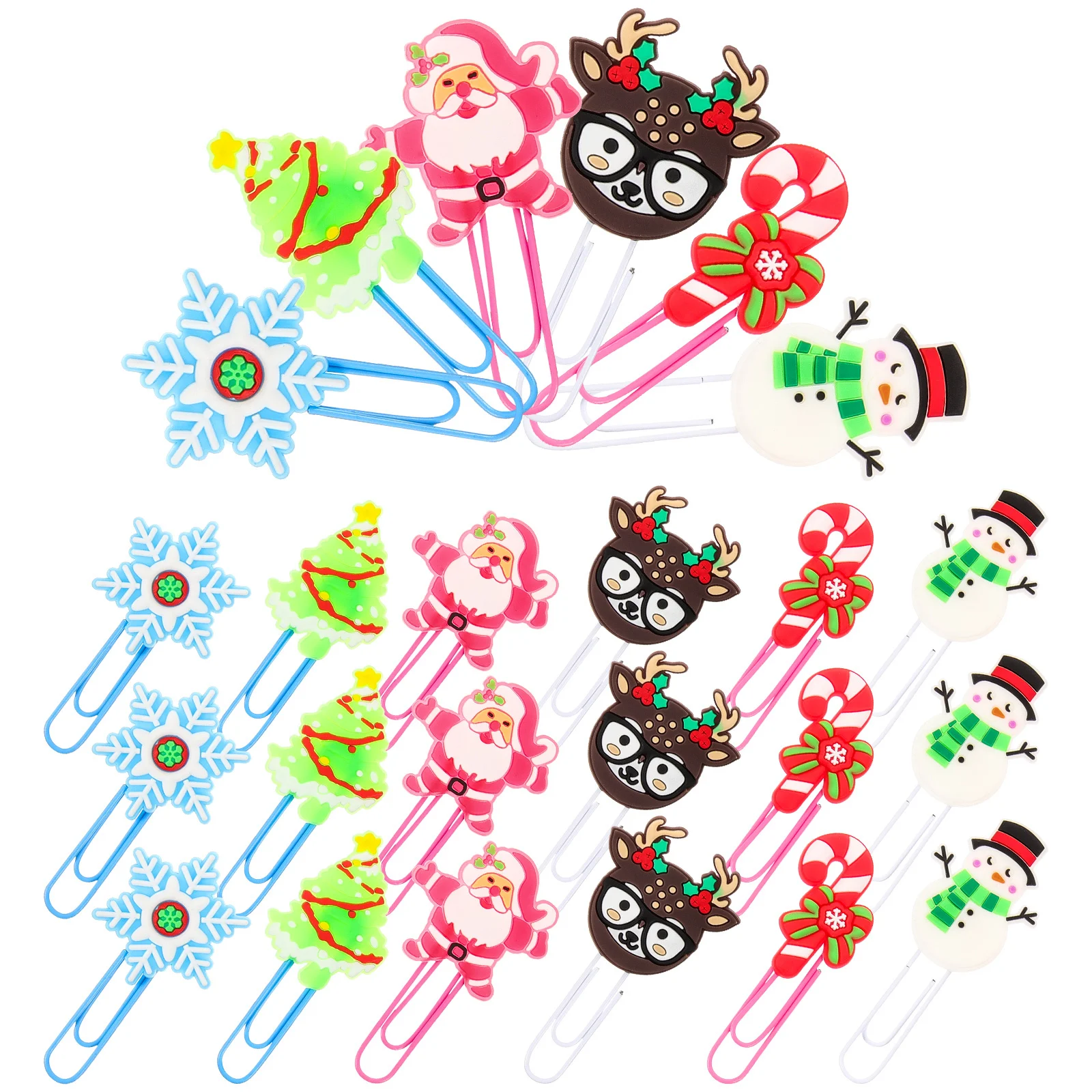 24Pcs Decorative Christmas Paper Clips Festive Bookmarks for Office School Work Holiday Party Favors Unique Stationery Gift