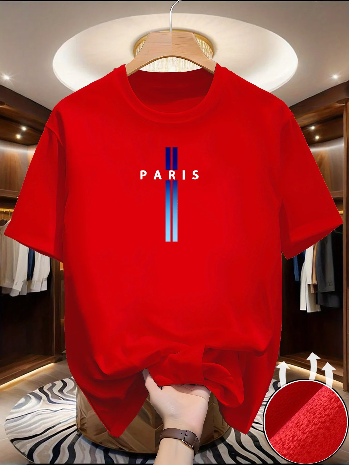 Men's Summer Exercise Blue/white gradient print T-shirts High Grade Breathable Quick Dry Short Sleeved Top Marathon Gym Fitness view 3