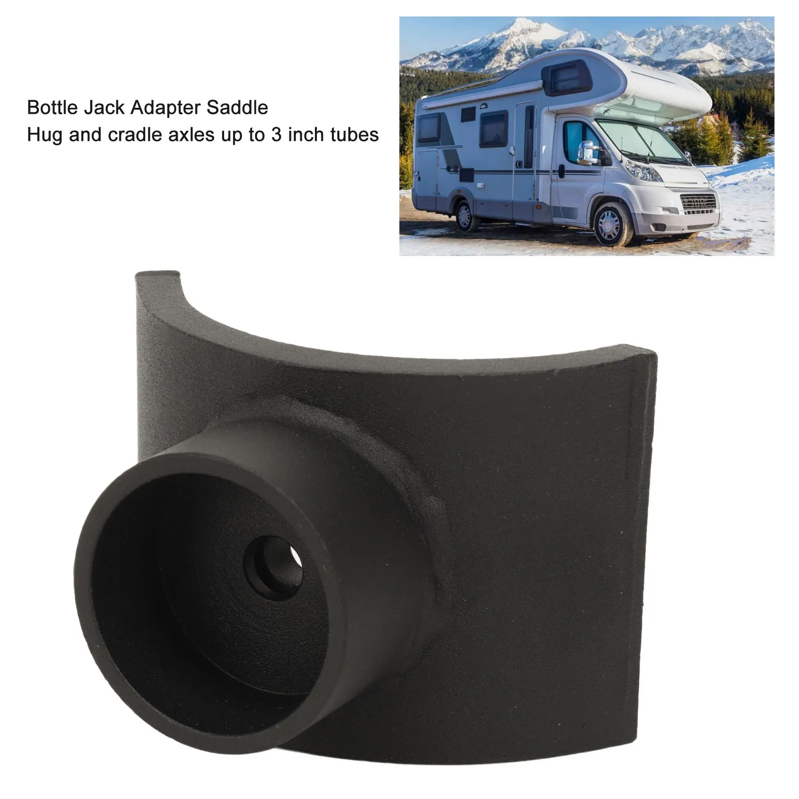 

Bottle Jack Saddle Adapter Black Iron Hydraulic Jack Saddle Adapter Perfect Fit High Strength Easy To Operate for 3in Tube