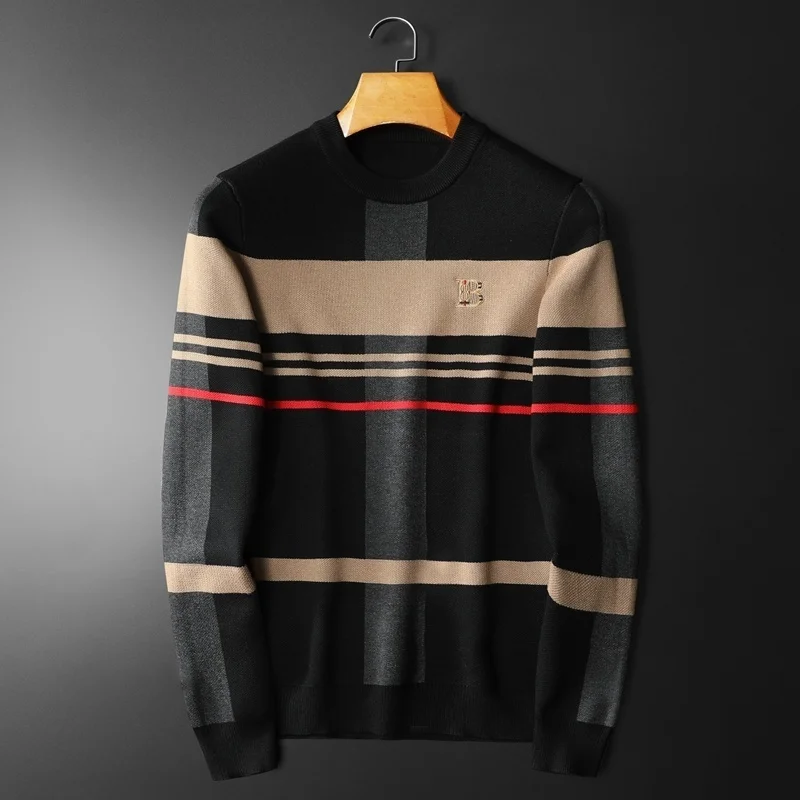 2022 herbst Brief Drucken Kontras Farben Männer Lange Hülse Dünne Druck Pullover Pullover Sozialen Kleid Hemd Streetwear Kleidung