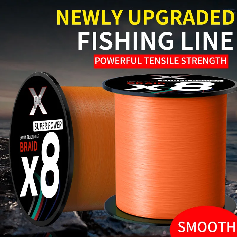 

8-strand braided polyethylene fishing line,fishing gear with super strong tensile strength,smooth and wear-resistant