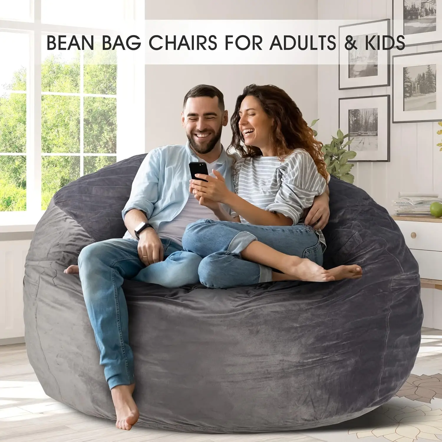 6FT Bean Bag Chair Giant with Memory Foam Filled Comfy  Chairs for Adults Adult  Chair with Dutch