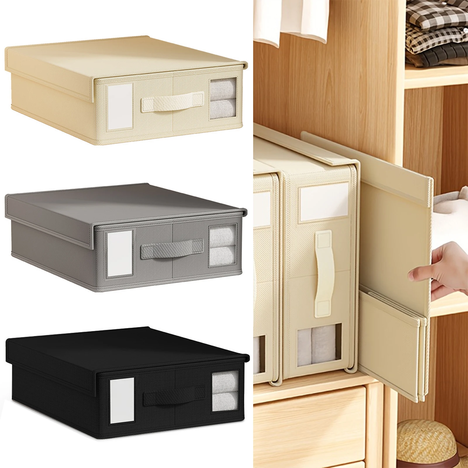 

38x32cm Large Storage Box Non Woven Storage Box For Seasonal Clothing Bed Sheets Duvet Covers Household Dustproof Organizer Box