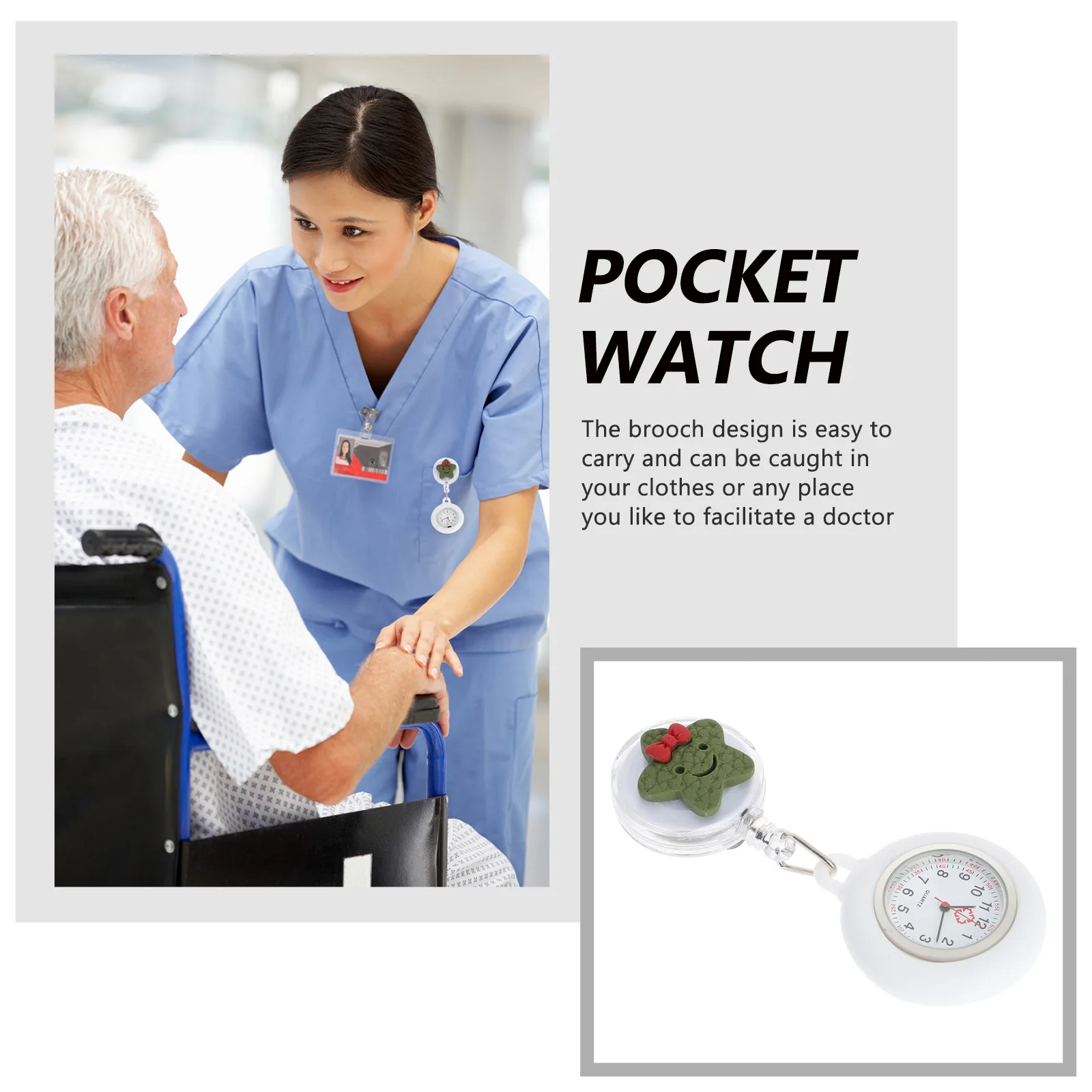 

Silicon Star Pocket Retractable Medical Portable Quartz Clip-On Pocket Watch For Portable Watch Nurses Doctors Gift