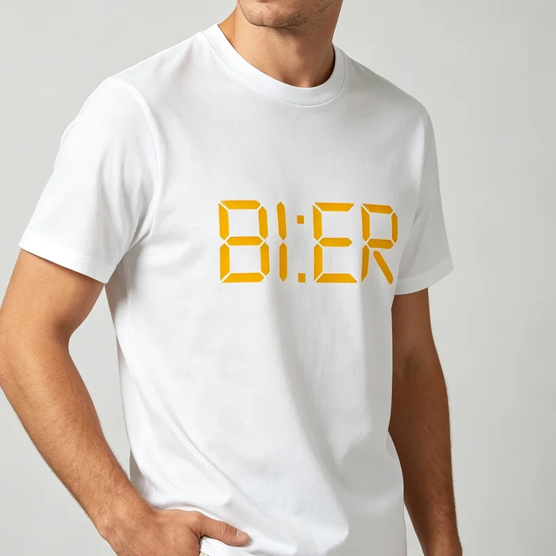 Bier Digital Font T-Shirt Yellow Number Letter Print Men Women Casual Cotton Streetwear Tops Funny Beer Fashion Daily Wear Tee