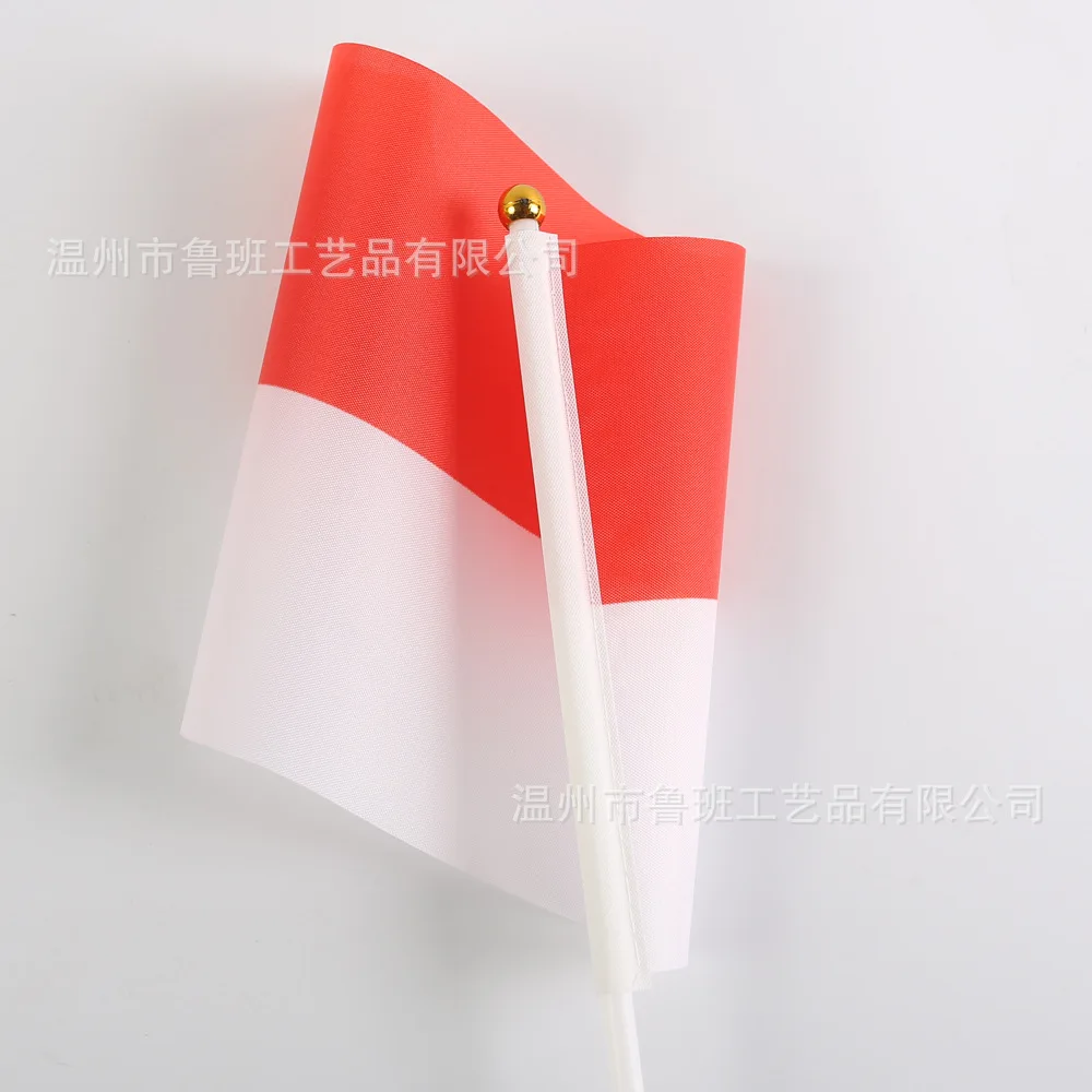 （TIKI FLAG）Indonesia hand flag 14x21cm Polyester Fade-Resistance Indonesia Hand Waving Flag with Flagpole for Events