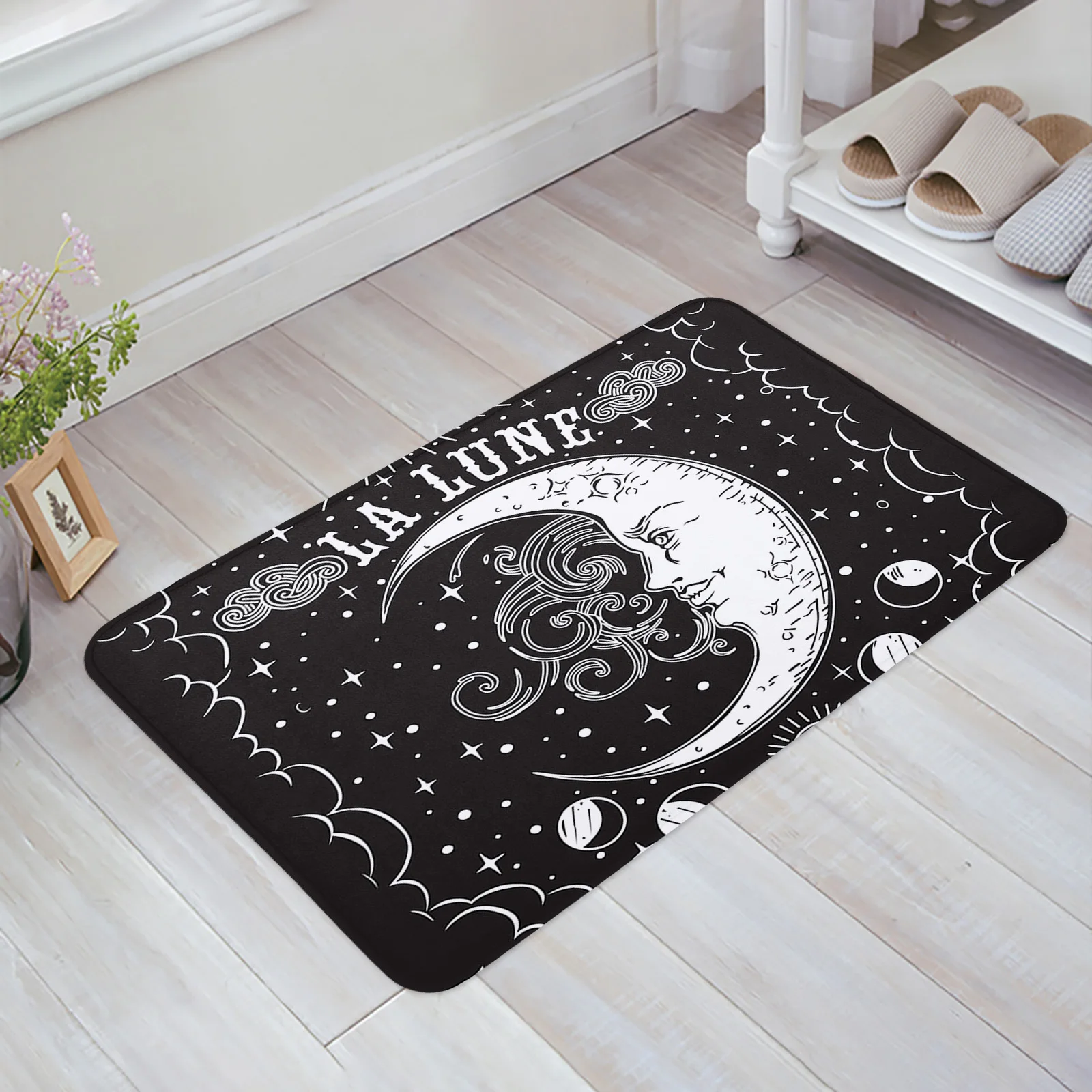 Moon Starry Universe Black Bathroom Bath Mat Carpet Bathtub Floor Rug Shower Room Doormat Kitchen Entrance Pad Home Decor