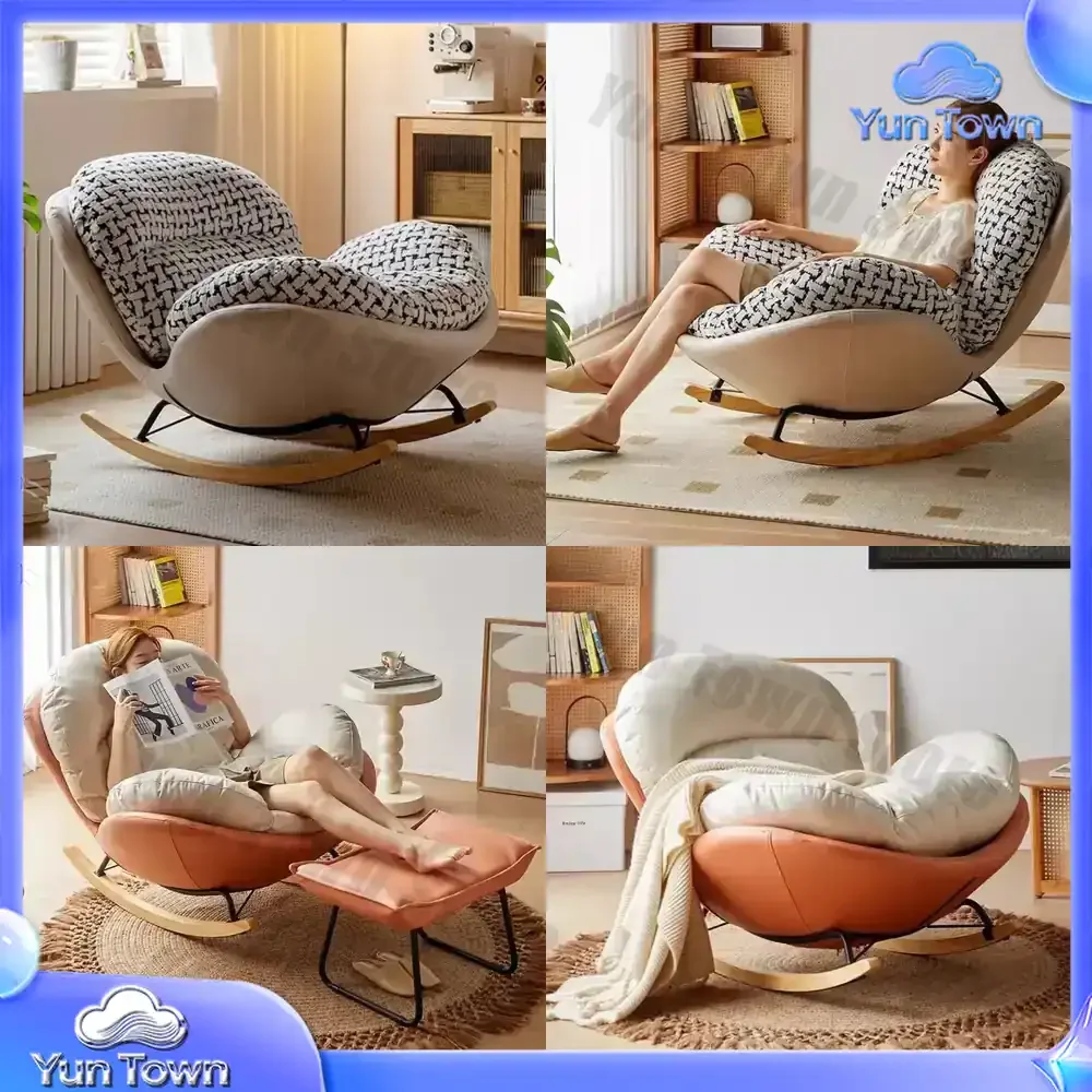 Simple Recliner Wooden Chair Accent Nordic Cheap Bedroom Rocking Living Room Chairs Designer Comfy Fotele Do Salonu Furniture