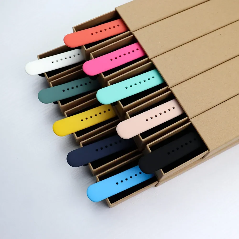 Pasek do zegarka Apple Watch 44mm 40mm 45mm 41mm 42-38mm Silikonowa bransoletka iwatch band series 8 7 se 3 4 5 6 9 ultra 2 49mm — zdjęcie 3