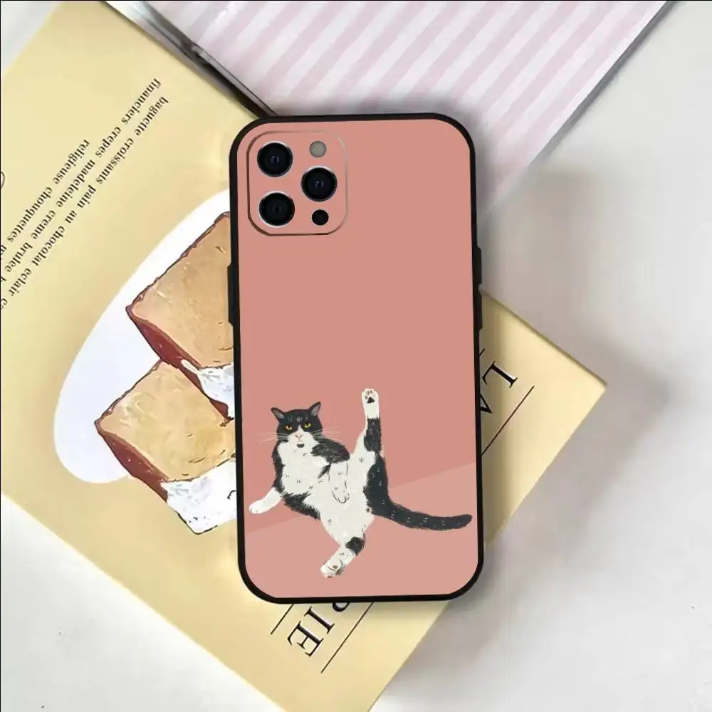 حافظة هاتف على شكل قطة لطيفة لهاتف آيفون 17،16،15،14،13،12،11 بلس، برو ماكس غطاء أسود ناعم #4