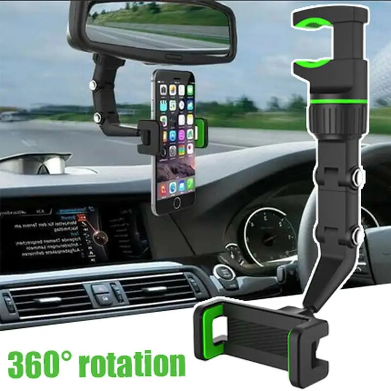 

Car Phone Holder Multifunctional 360 Degree Rotatable Auto Rearview Mirror Seat Hanging Clip Bracket Cell Phone Holder for Car