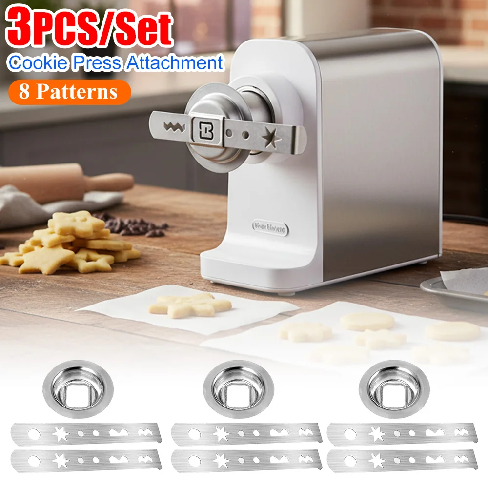 2 Pcs Biscuit Attachment 8 Patterns with Connection Ring Meat Mincer Attachment Cookie Maker Attachment for Size 5 Meat Grinder