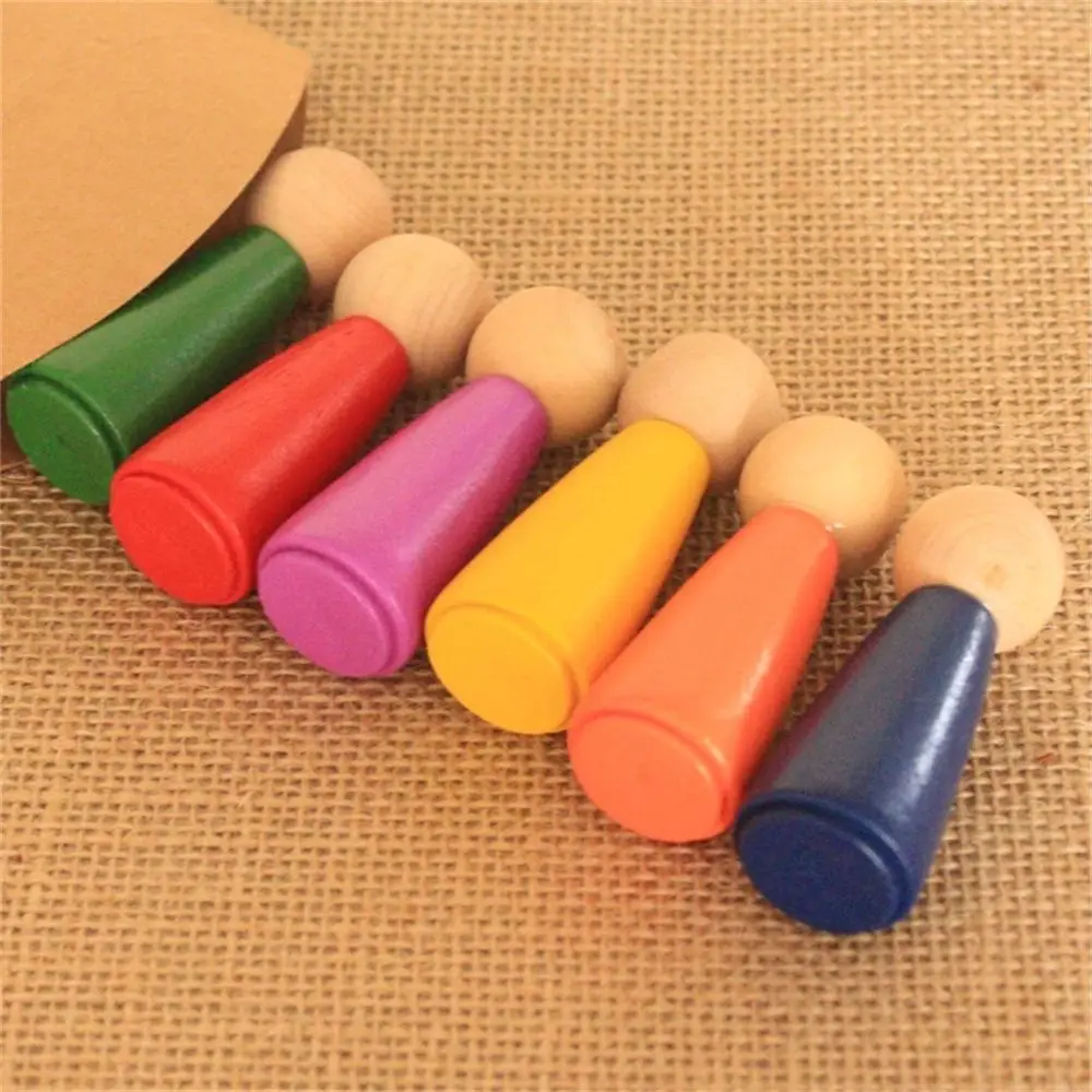 Gift Color Cognitive Educational Toys Montessori Toys People Figures Doll Puzzles Toy Building Blocks Peg Dolls Rainbow Color