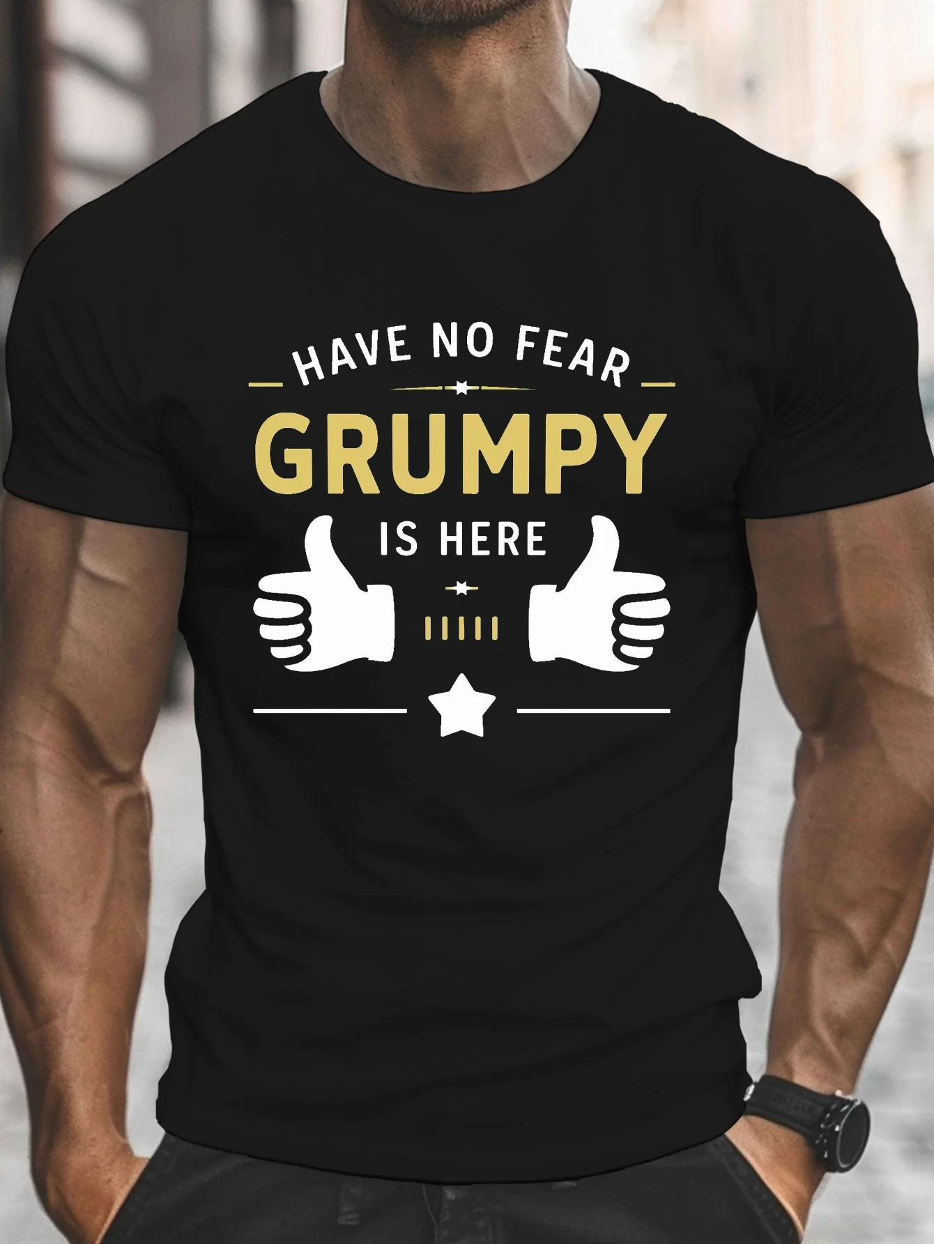 Fearless, Come on in with Rage, Print, Men's Round Neck Short-Sleeved T-Shirt, Casual T-Shirt, Lightweight and Comfortable Top for Summer