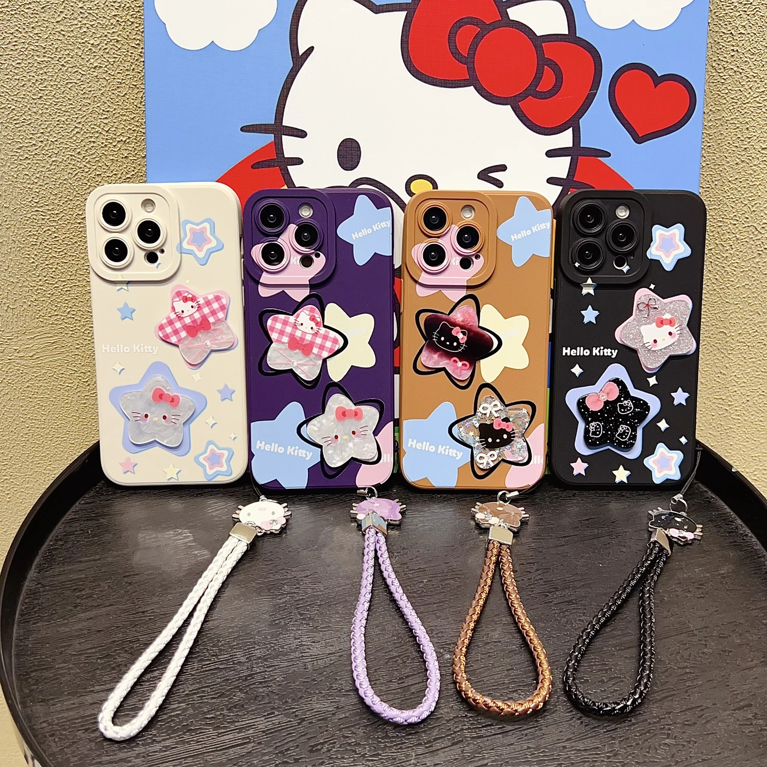 For Samsung Galaxy S8 S9 S10 S20 S21 S22 S23 S24 S25 S26 Ultra FE Edge Note 8 9 10 20 Plus Acrylic Star Hello Kitty Case Rope