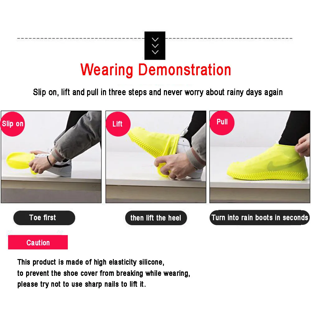Rain Boots Shoes Cover Waterproof Shoe Cover Silicone Rain Shoes Pocket Rubber Boots Cover Sneakers Protector Foot Cover Cycling
