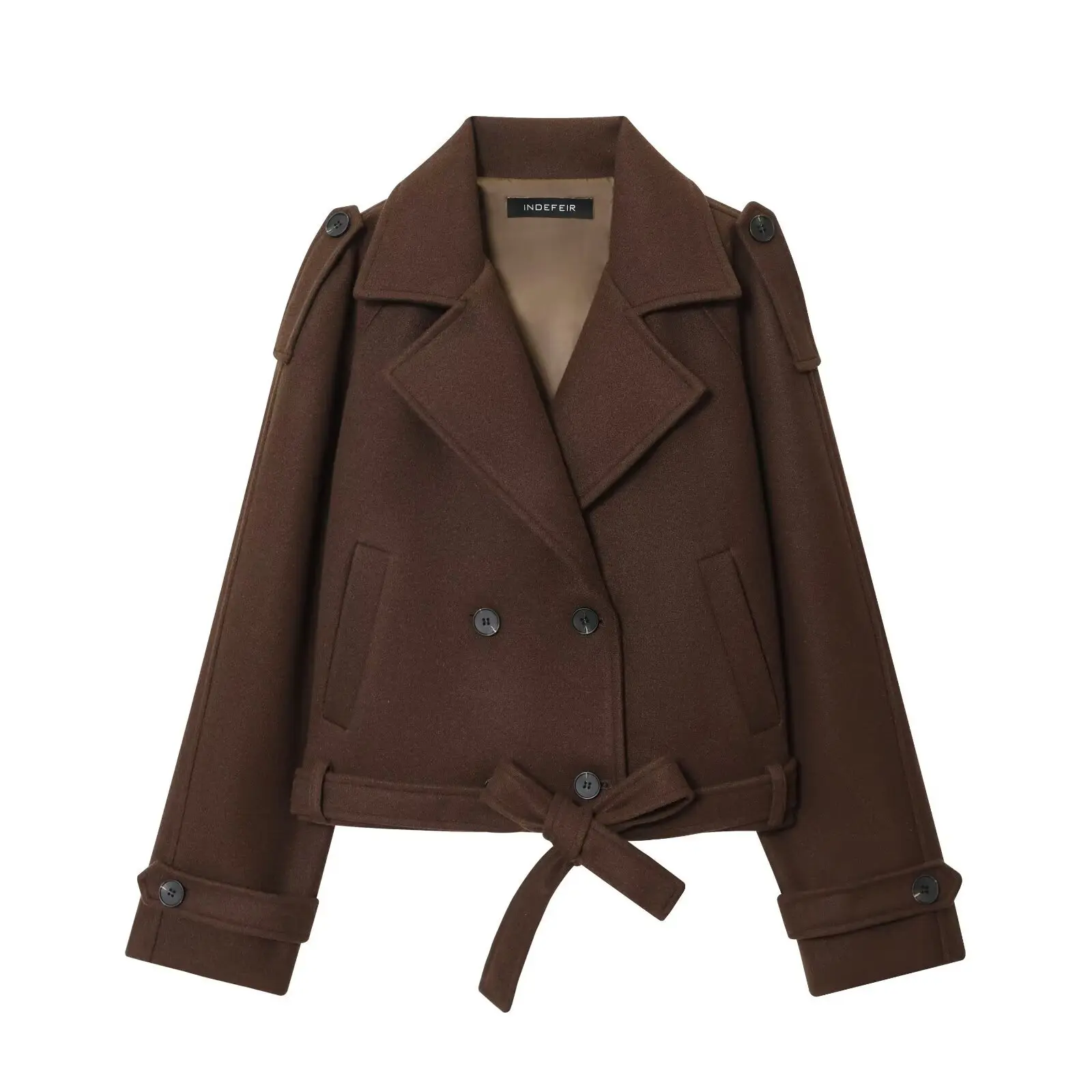 

KIDCRKJ 2026, весеннее женское шерстяное пальто в стиле ретро, двубортное женское пальто с воротником с лацканами, повседневная женская куртка для поездок на работу