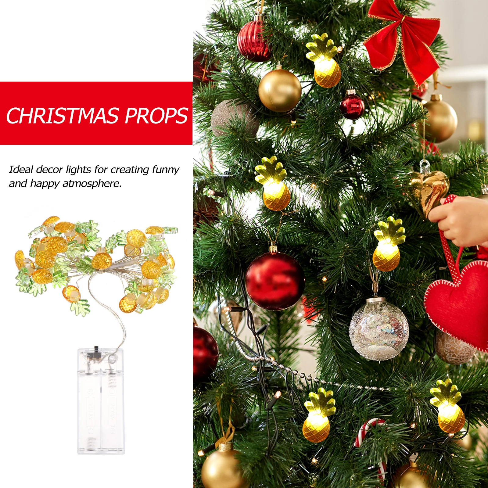 

1Set Pineapple Copper Wire Light Christmas String Lamp Warm LED Holiday Decoration Festive Pineapple Shape Light Party Prop