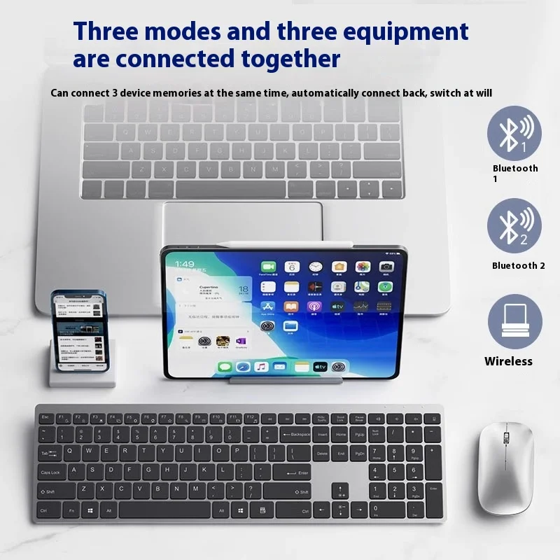 YOAINGO Wireless Keyboard Bluetooth External IOS IMac Laptop Office Silent Charging Model Support Ergonomics Christmas Gift