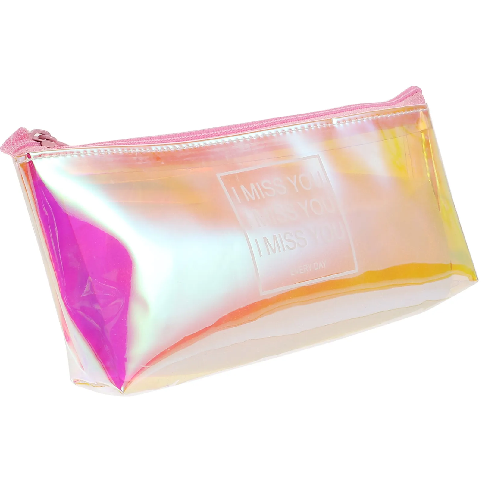 Beautiful Shiny Portable Waterproof PVC Pen Bag Elegant Large Capacity Zippered Pencil Case for School Office Travel Cosmetics