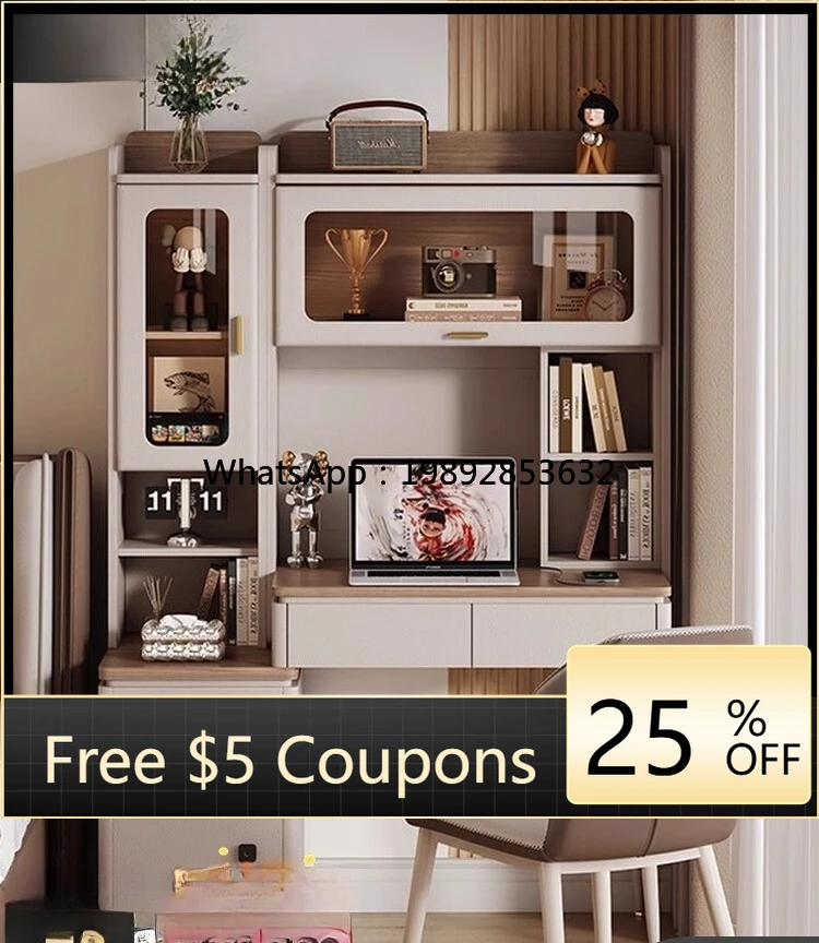 LYY Desk and Bookshelf Combo for Girls' Bedroom, Simple Makeup Vanity, Home Computer Desk, Student Study Desk