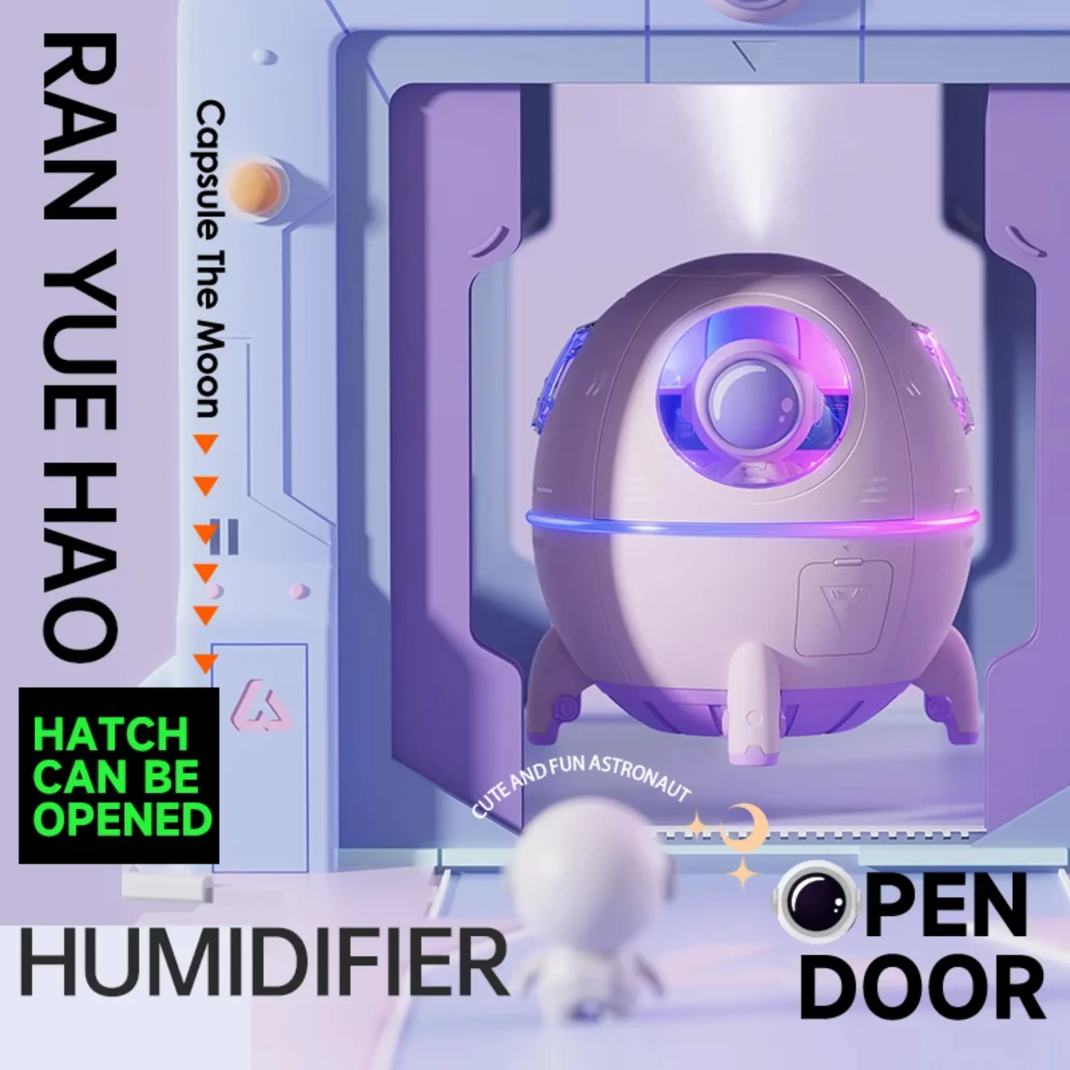 

Portable Astronaut Humidifier with LED Light and Diffuser - USB Powered Clean Hydrated Air Cute Aesthetic Stuff