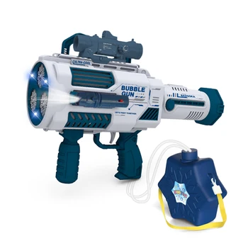 Electric bubble gun with large capacity flashing automatic blower with light music outdoor Rocket soap Bubbles Maker for children