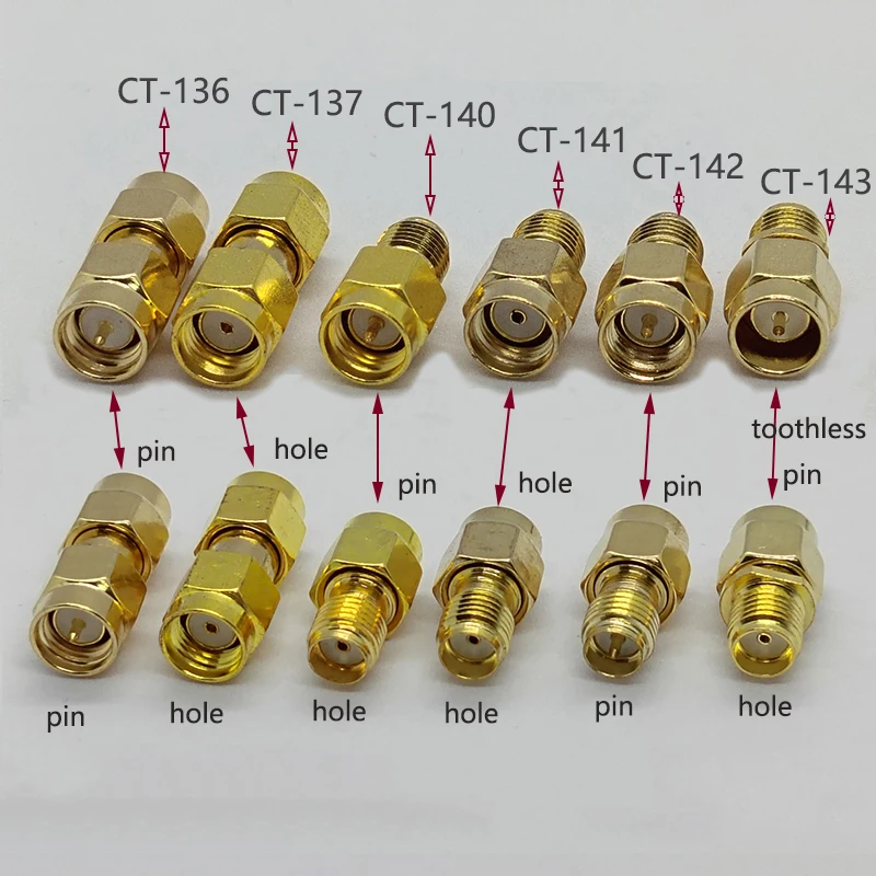 1PC SMA Series RF Coaxial Adapter Gold Plated SMA T Type/Right Angle/Straight 45° 90° SMA Adapter for WiFi Router GPS