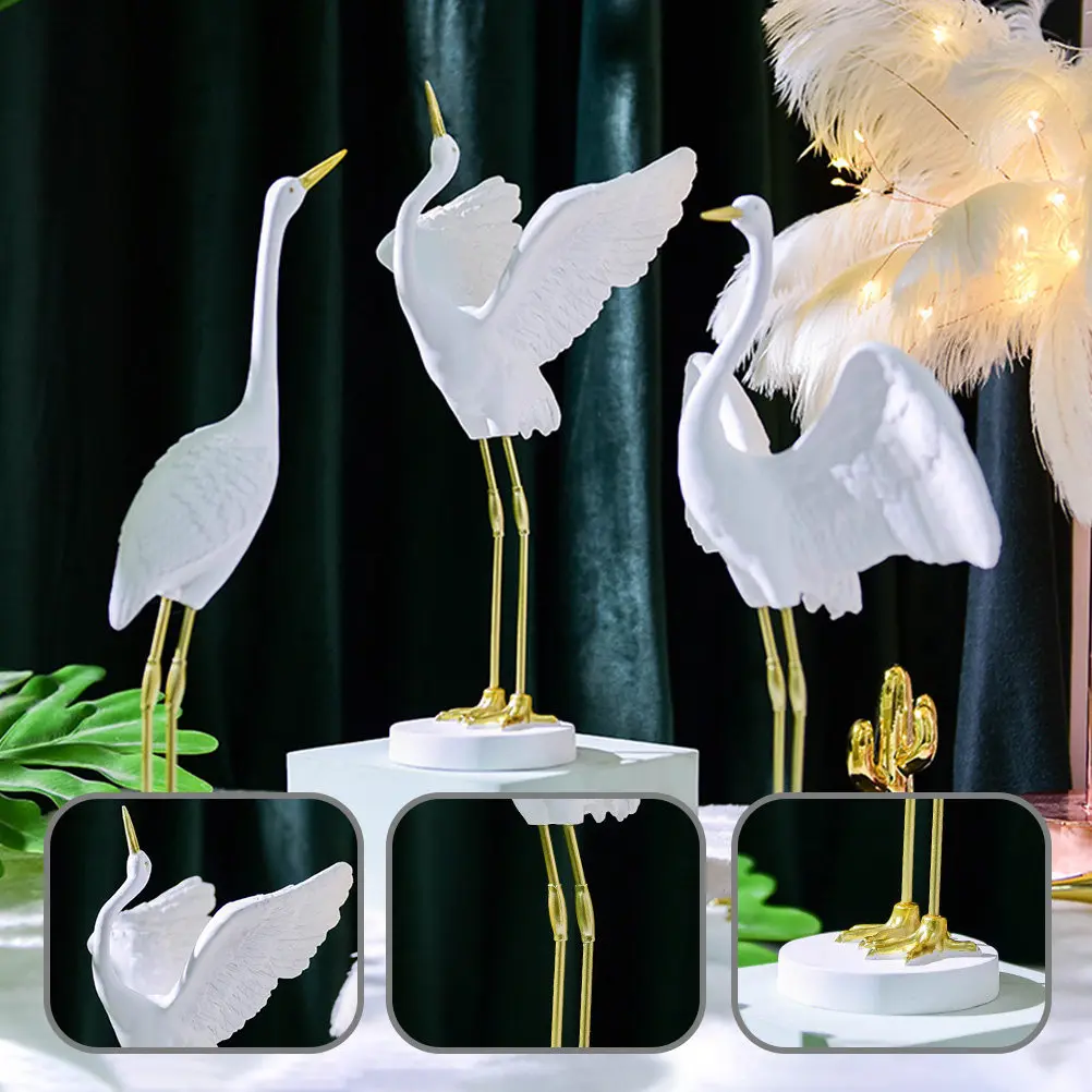 

1Pcs Red-Crowned Crane Ornament Resin Desktop Decor Elegant Vivid Creative Home Office Study Room Decoration Stylish Household