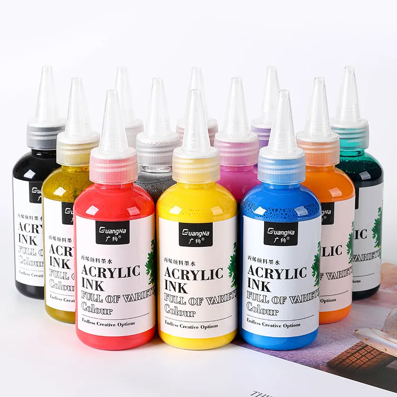 120ml Water-based Acrylic Marker Pigment Ink 12 Colors Optional Children's Art Painting Graffiti Acrylic Pen Refill Ink