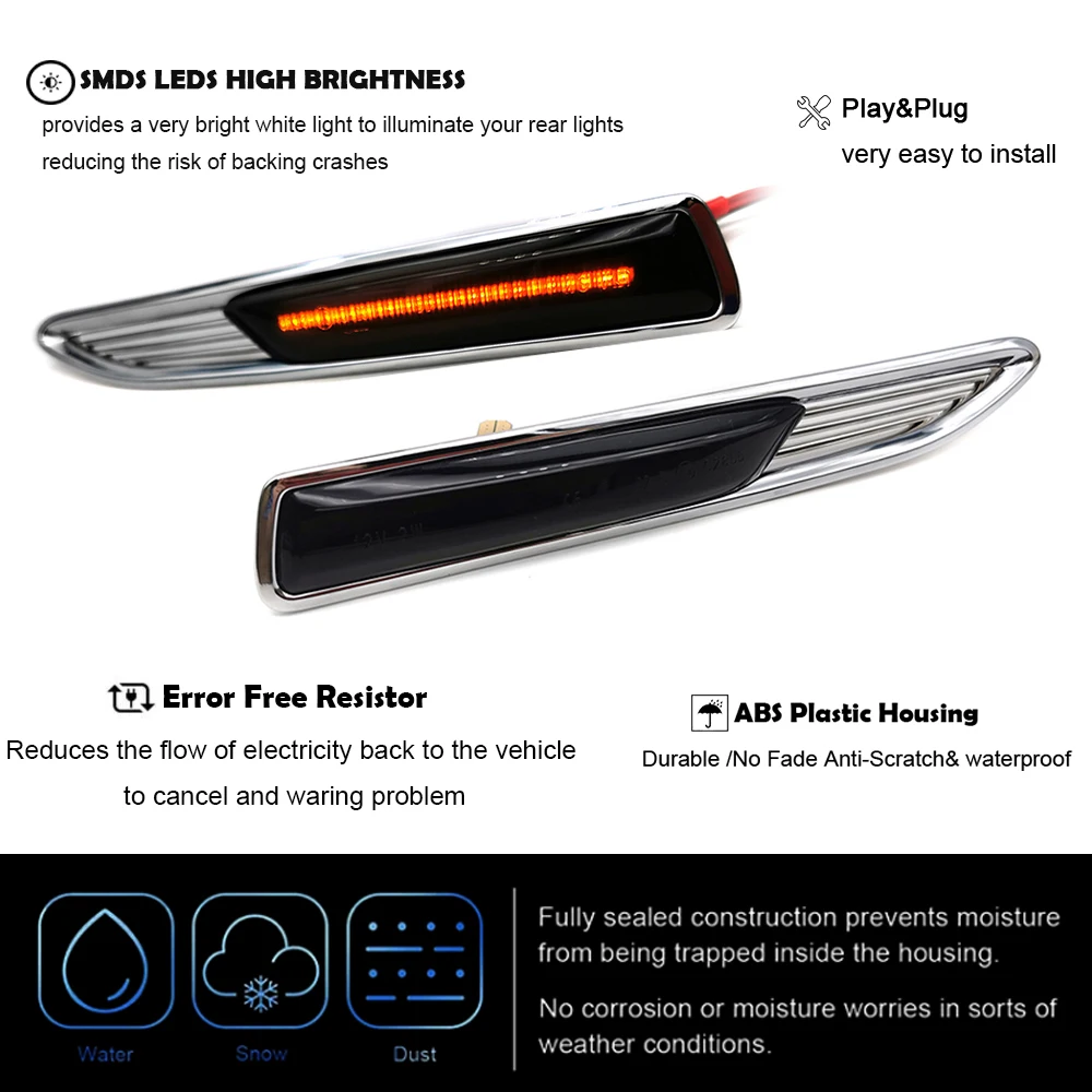 2x LED Front Fender Side Marker Light Repeat Blinker Indicator For Ford Mondeo Mk4 Hatchback Saloon Estate Turnier BA7 2007-2015