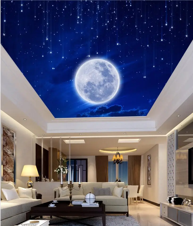 

Custom Photo Mural Modern 3D blue sky ceilings Living Room Bedroom Door Wallpaper Home Decor