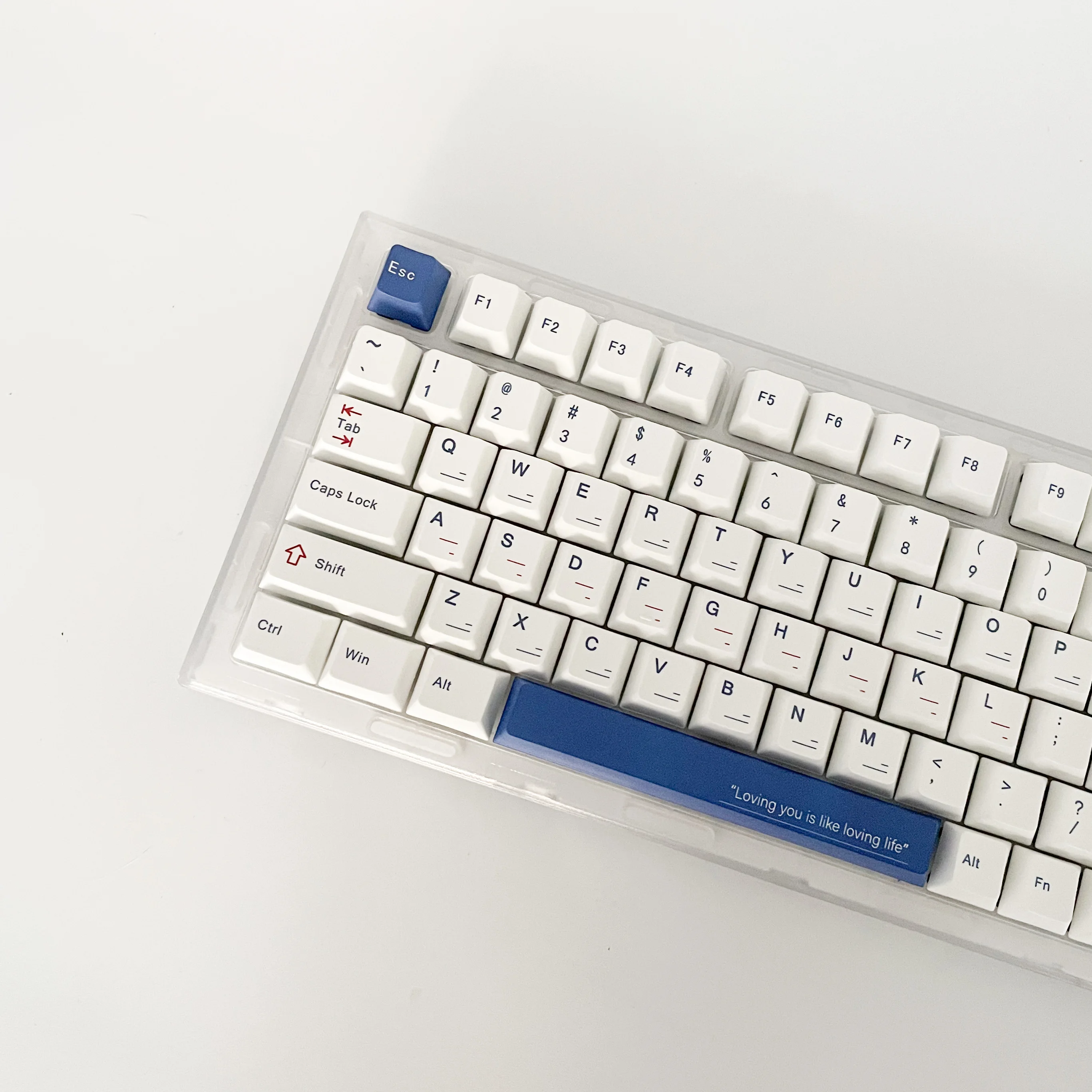 Imagem -03 - Japonês Cherry Perfil Keycap Pbt Sublimação Dye Gmk Azul Escuro Branco Interruptor mx Teclado Mecânico