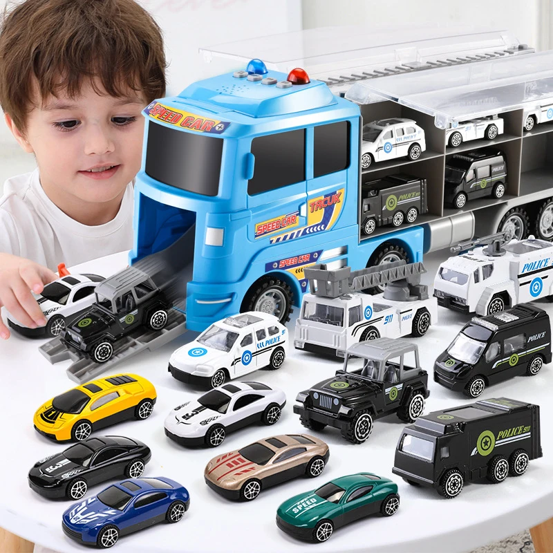 ใหม่รถขนส่งคอนเทนเนอร์ Carrier รถบรรทุกขนาดใหญ่ยานพาหนะของเล่น Mini Diecast รถยนต์รุ่นของเล่นเด็กวันเกิดของขวัญ