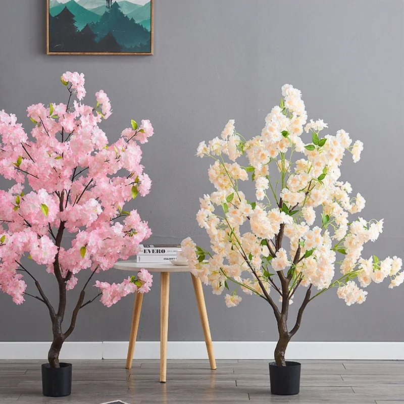 50/100/120/150/180cm Artificial Cherry Blossom Tree Indoor Home Office Party Wedding Cherry Blossoms Bonsai Fake Potted Plants