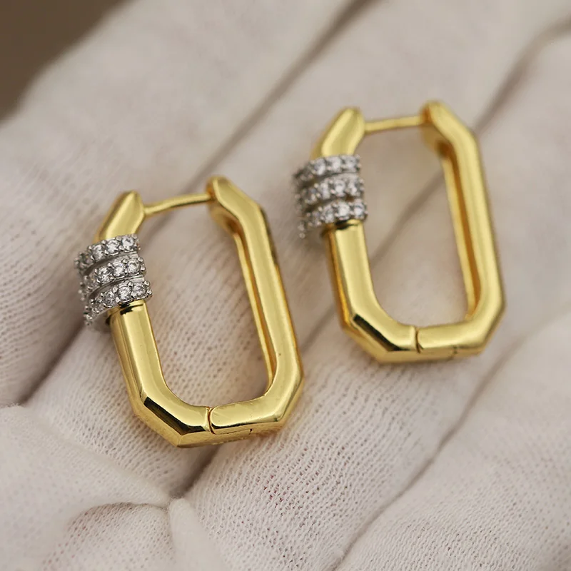 New Sight Design Zirconia Geometric Stud Earrings for Women Fashion Brand Brand Jewelry Classic Crystal Earrings Gift