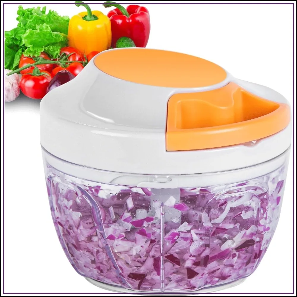 

Manual Food Processor & Vegetable Chopper, Hand Pull String Garlic Mincer Onion Chopper Dicer for Salsa Pesto Guacamole, 3 Stainless Steel Blades, 500ml