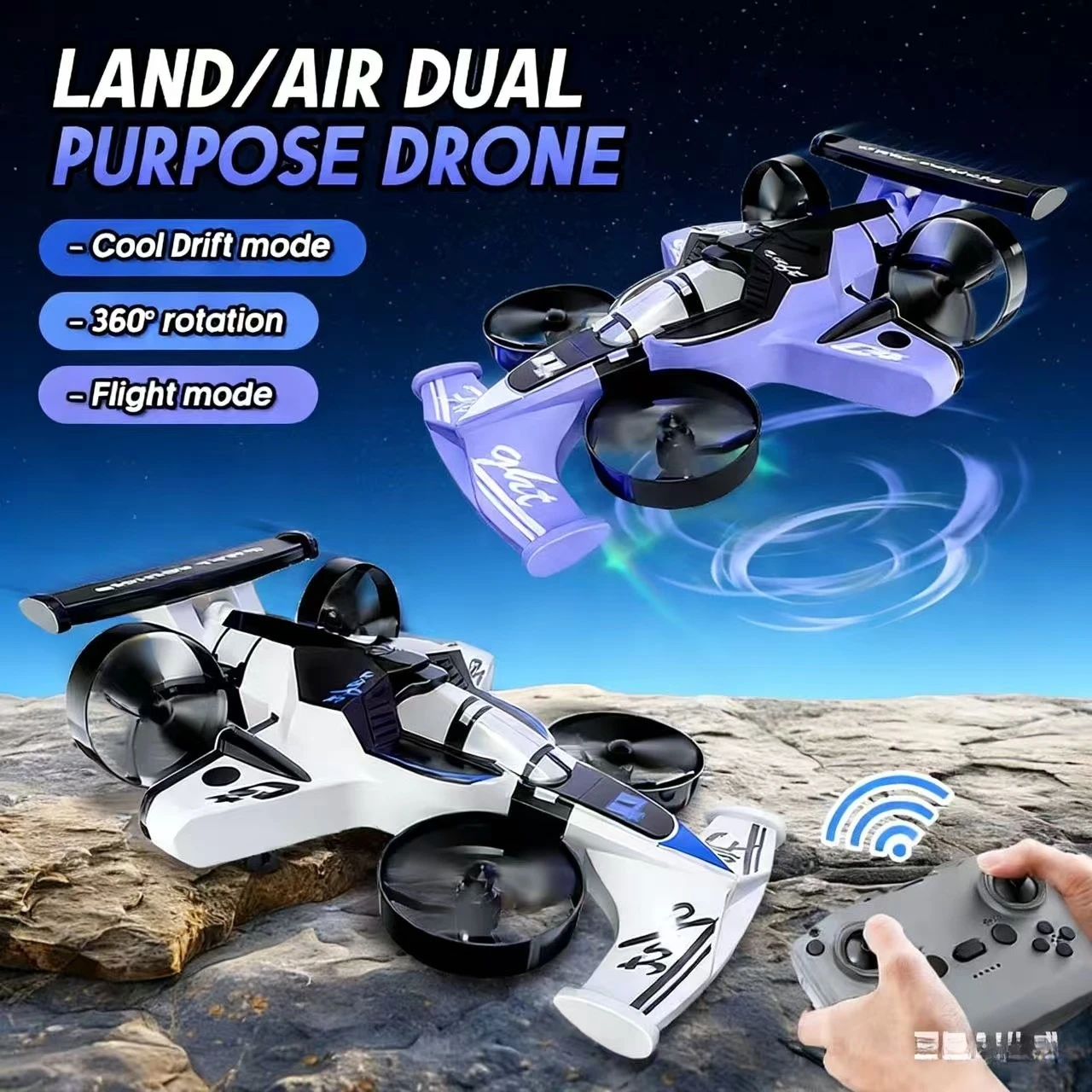 

2 in 1 Mini Drone Land Air Flying Car,2.4G Dual Mode 4-Rotor Racing RC Car,Kids Off-Road Toy,Birthday&HolidayGift forKids&Adults