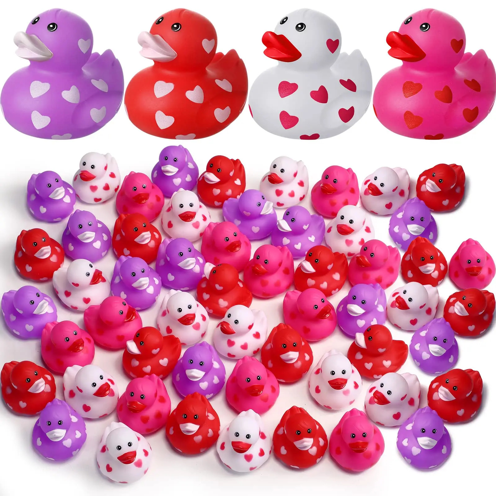 

25Pcs 2Inch Valentine Rubber Duck Heart Duck Small Tiny Rubber Duck for Pool Bathtub Toy Decor Classroom Prize Exchange Gift