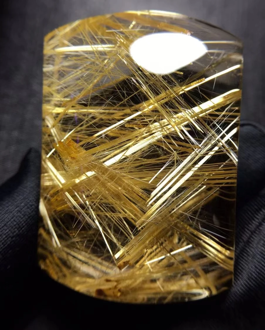 

Natural Gold Rutilated Quartz Pendant Necklace Jewelry 46.7*32.6*18.7mm Rectangle Yellow Rutilated Women Men AAAAAAA