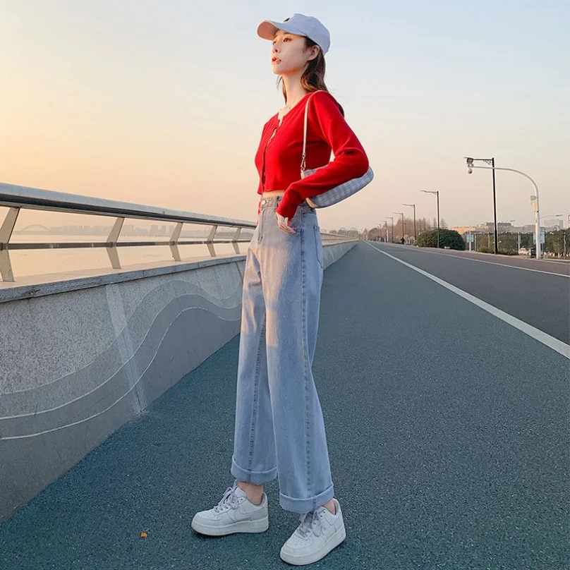 2023 Jeans Women's Korean Version Straight Tube Loose Fitting Slimming Versatile New Spring/summer High Waisted Wide Leg Pants