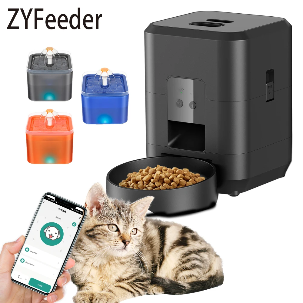 3.5L Automatic Pet Feeder WiFi APP Smart Timed Dosing Feeder Cat Dog Food Dispenser 2L Auto Drink Fountain Water Feeder Cat Bowl