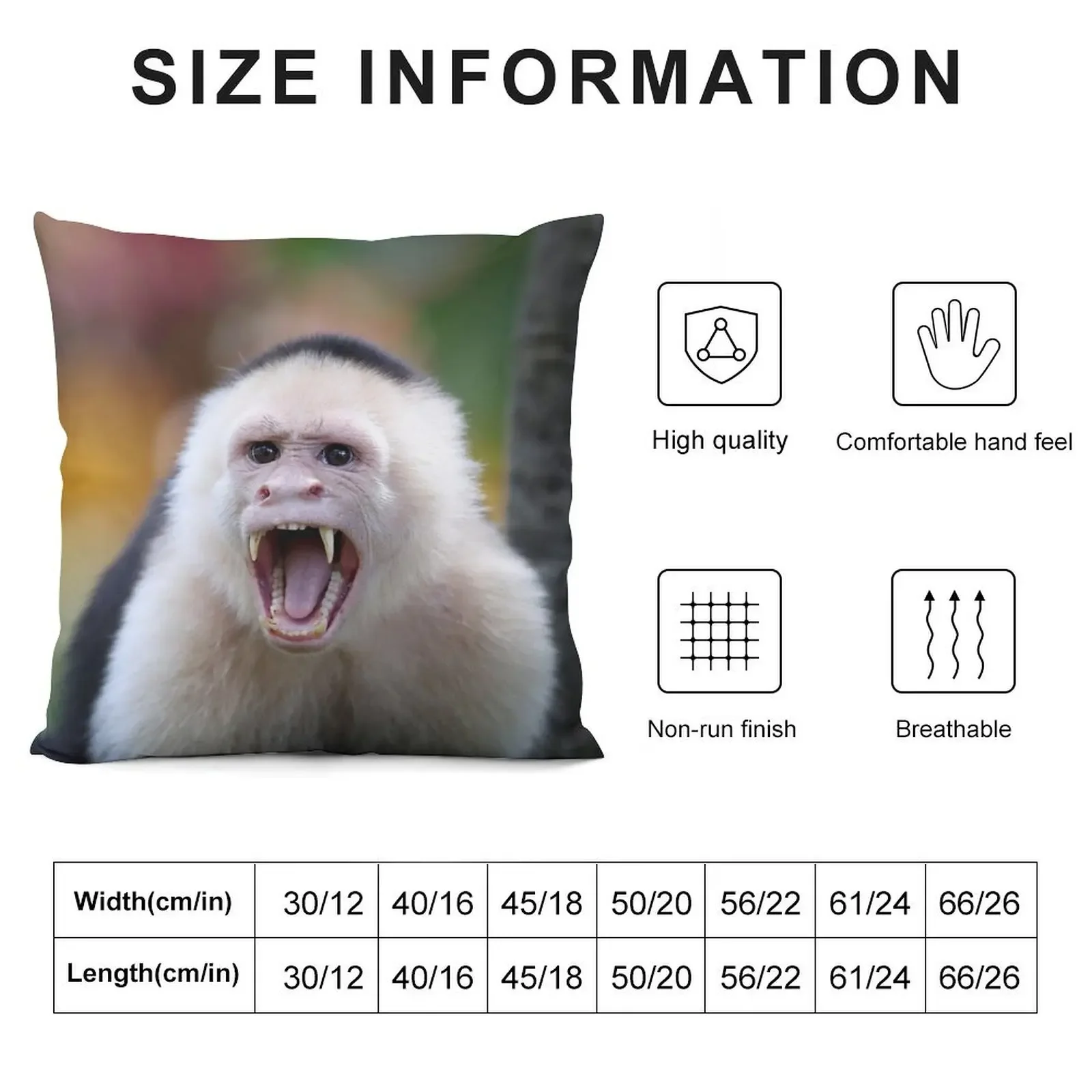 Angry Capuchin Monkey Throw Pillow Marble Cushion Cover sleeping pillows New year Decorative Cushion Cover pillow