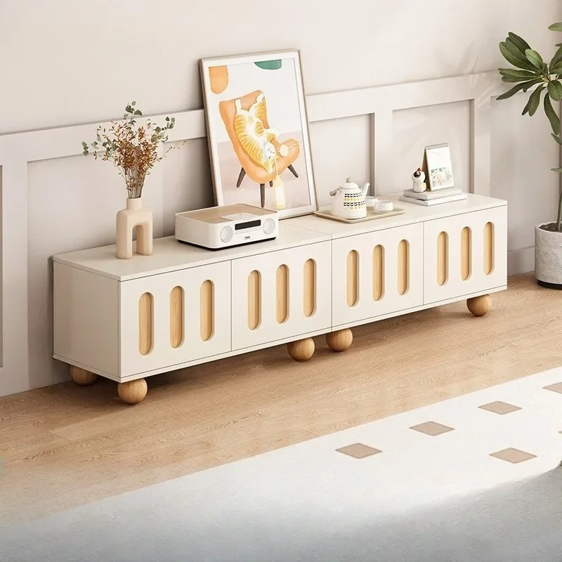 Cream Wind TV Cabinet Living Room Household Small Apartment Storage Locker Integrated Floor TV Cabinet