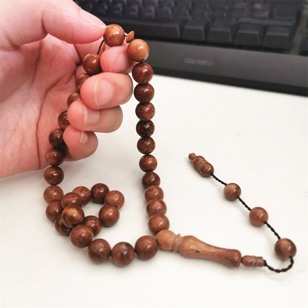 Rosary มุสลิม Kuka Tasbih แสงธรรมชาติไม้สีน้ำตาล Man 'S Misbaha ลูกปัดเครื่องประดับของอิสลามสร้อยข้อมือ