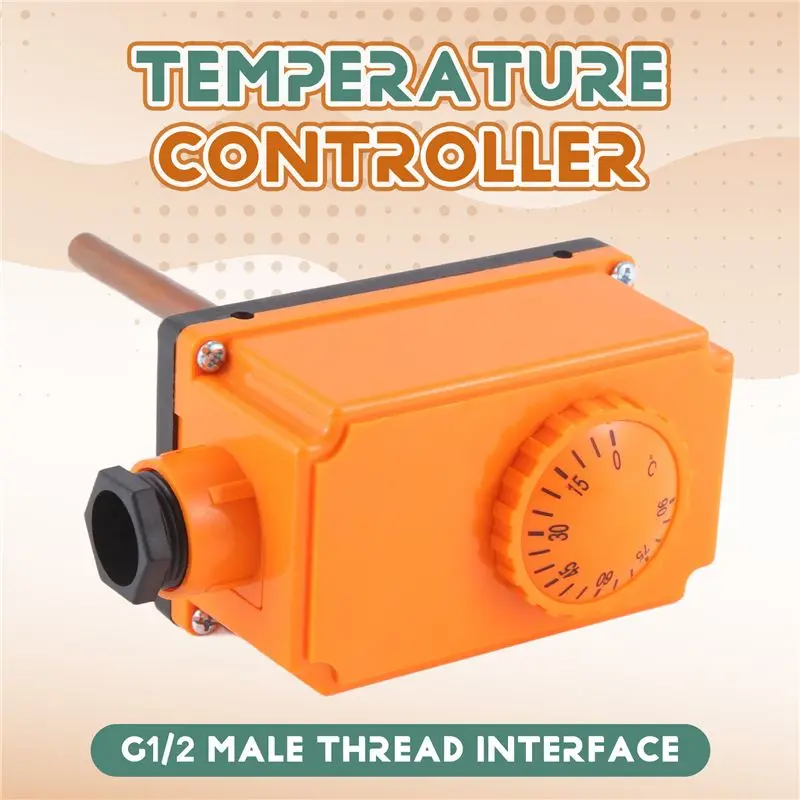 N96R G1/2 Male Thread Hot Water Pipe Thermostat Temperature Controller 90 Celsius High Temperature Start Heating System Parts
