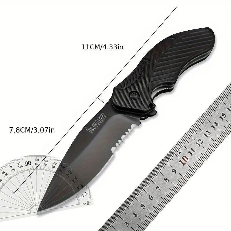 KS 1605 Pocket Folding Knife 8Cr13Mov Blade Nylon Fiber Handle Half-tooth Wilderness Durable Camping Fishing Cutting Gifts Tools