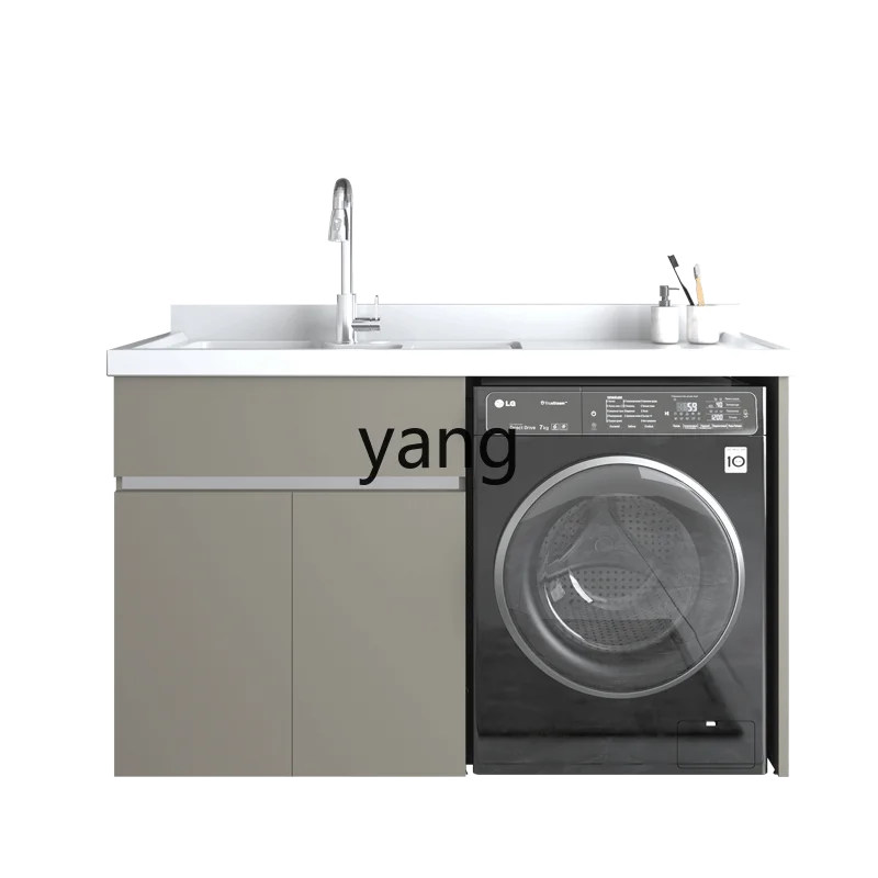 

LH stainless steel laundry cabinet balcony washing machine integrated cabinet combination with rubbing board basin slot