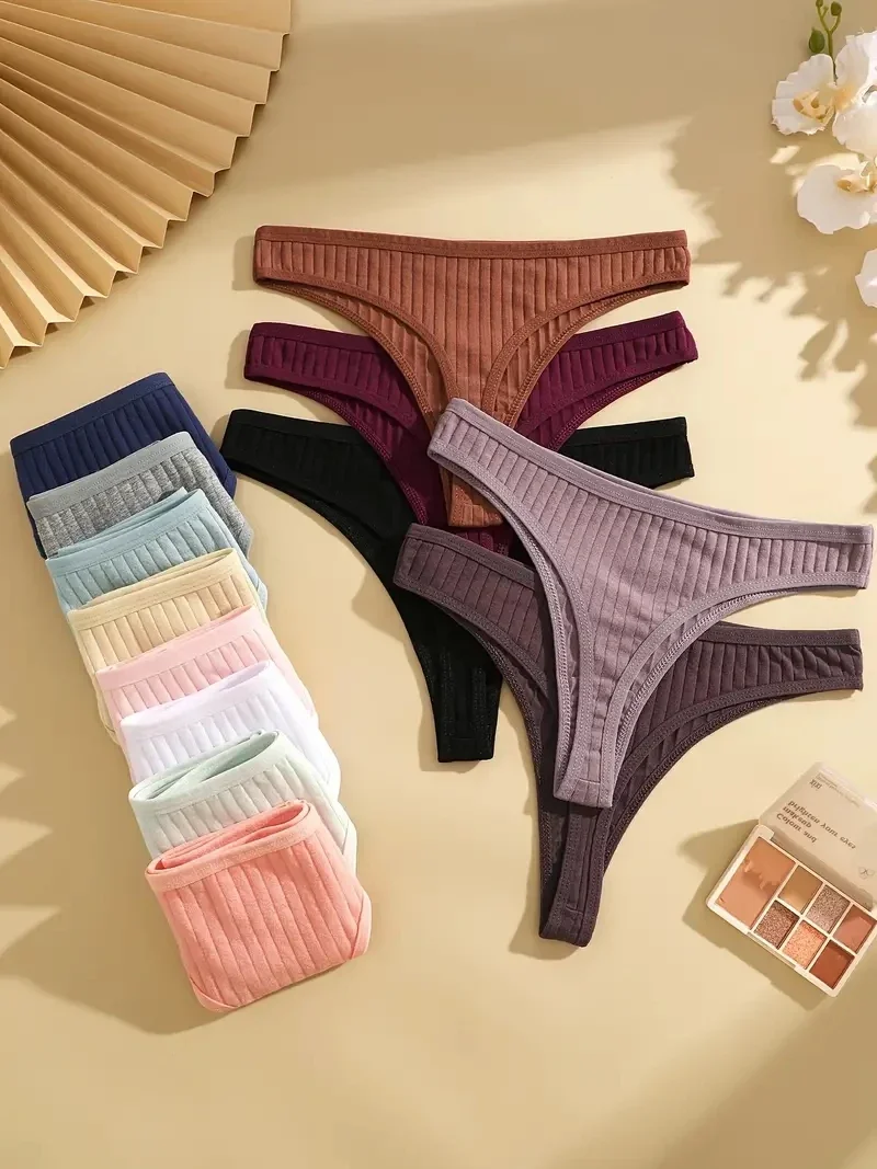 13Pcs/Set Women Cotton G-Strings Panties Female Low Rise Thongs Ladies Sexy Bikini Girl Soft M-XL Intimates Lingerie