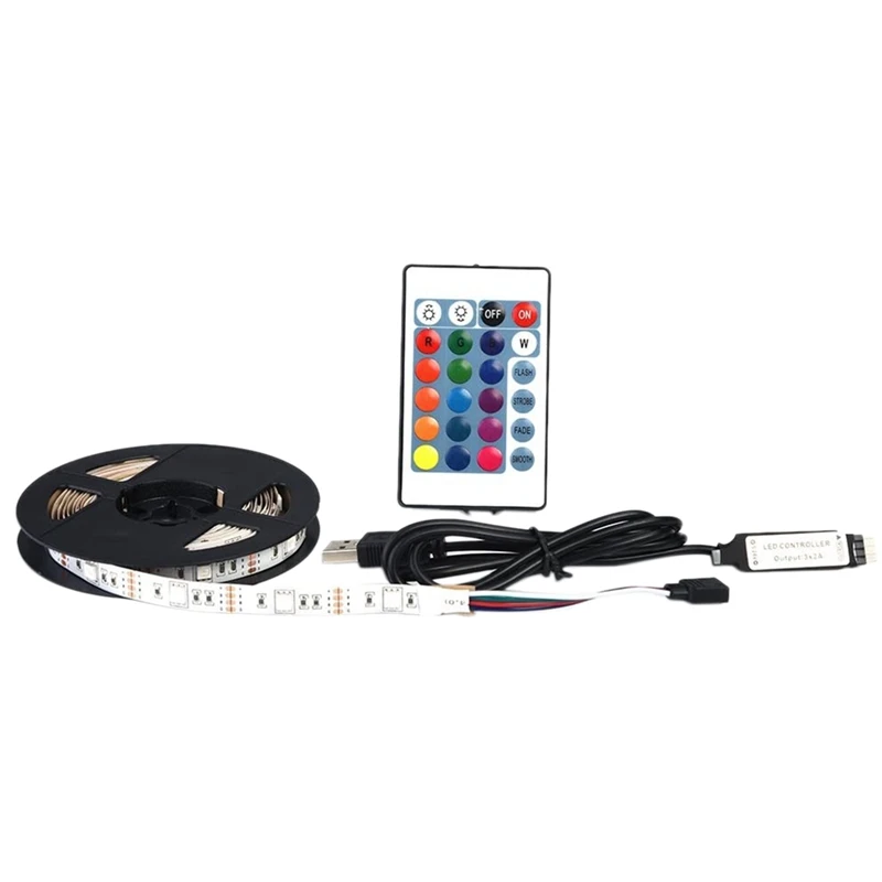 LED Strip Light,LED Strip Lights With USB Cable And 24 Key Remote RGB Colour For Ceiling Party Lighting And Decoration